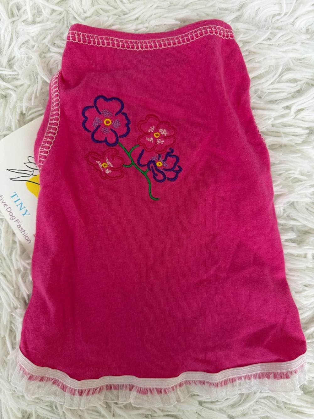 All Star Dogs Pink Floral Lace Trim Puppy Dress Tiny